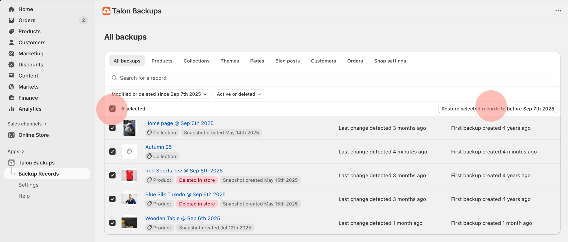 Restore all files from a specific backup date