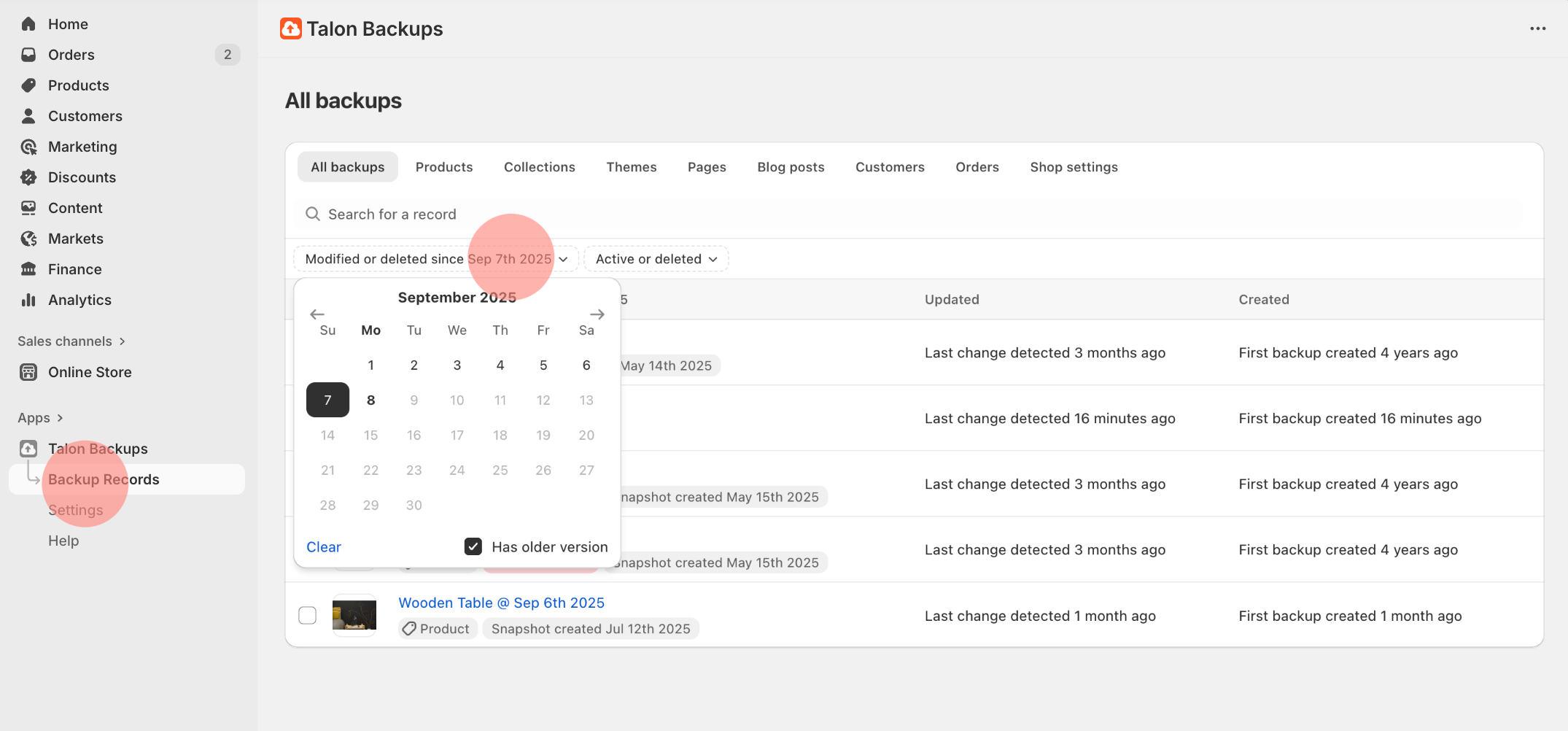 Restore all files from a specific backup date